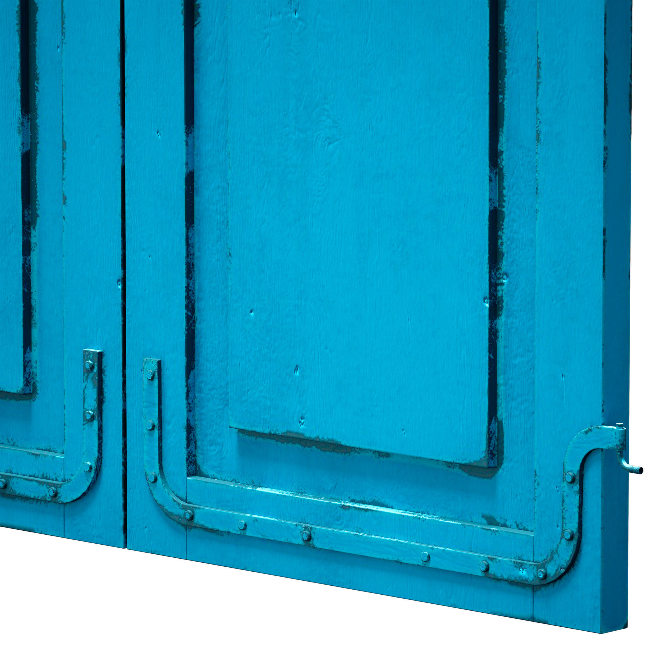Wooden shutters doors with blinds 3D model_9