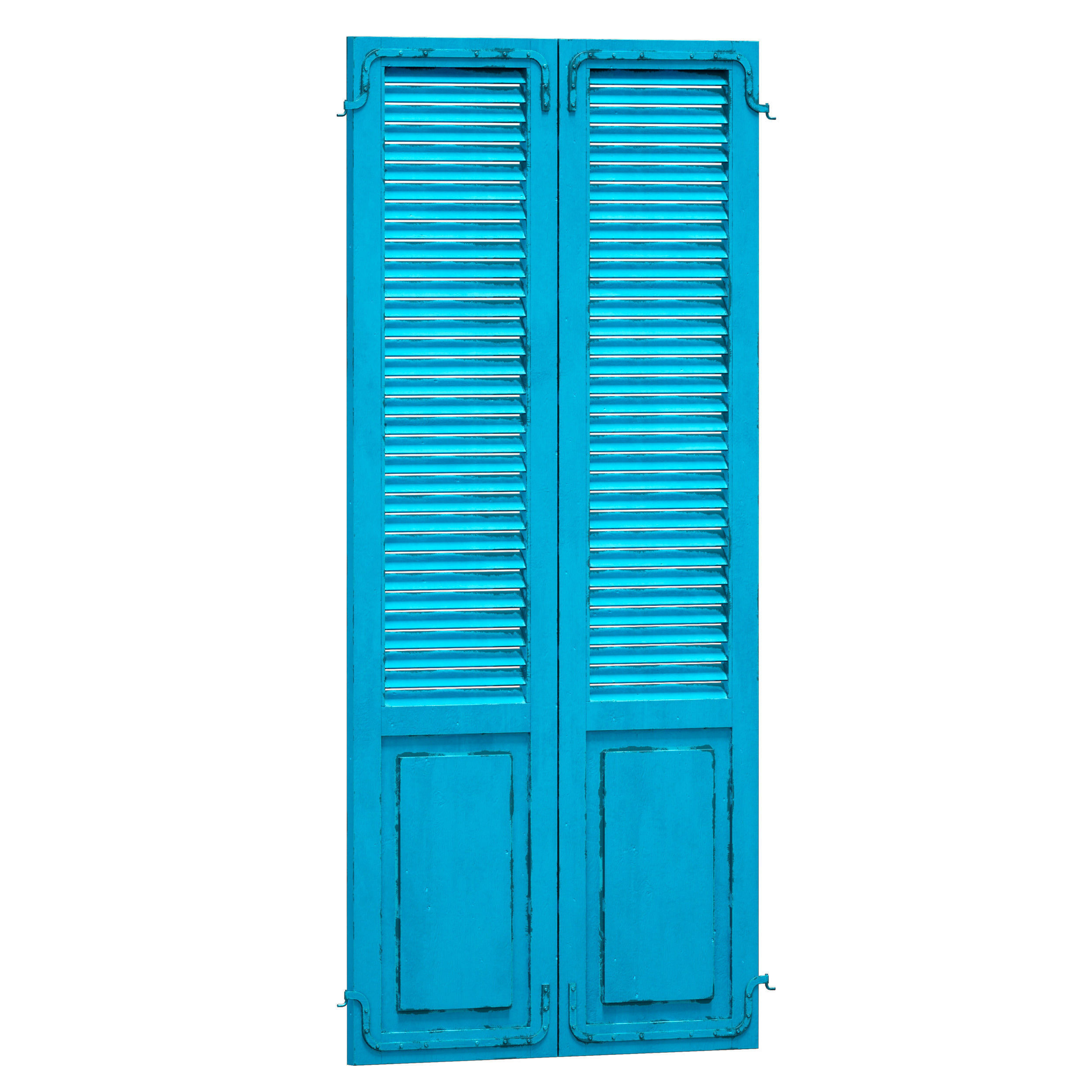 Wooden shutters doors with blinds 3D model_1