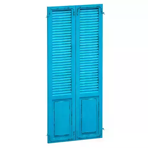 Wooden shutters doors with blinds 3D model