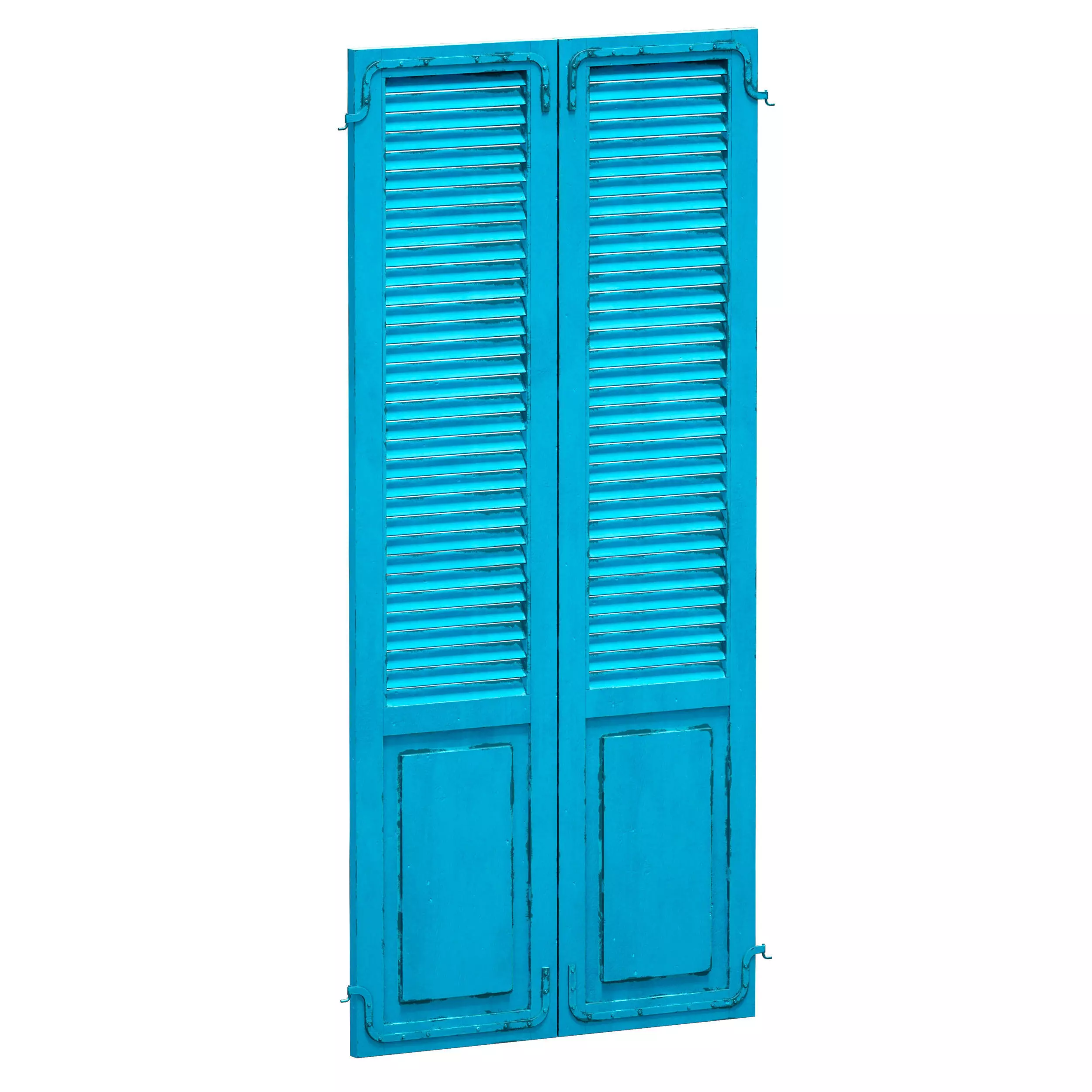 Wooden shutters doors with blinds 3D model_0
