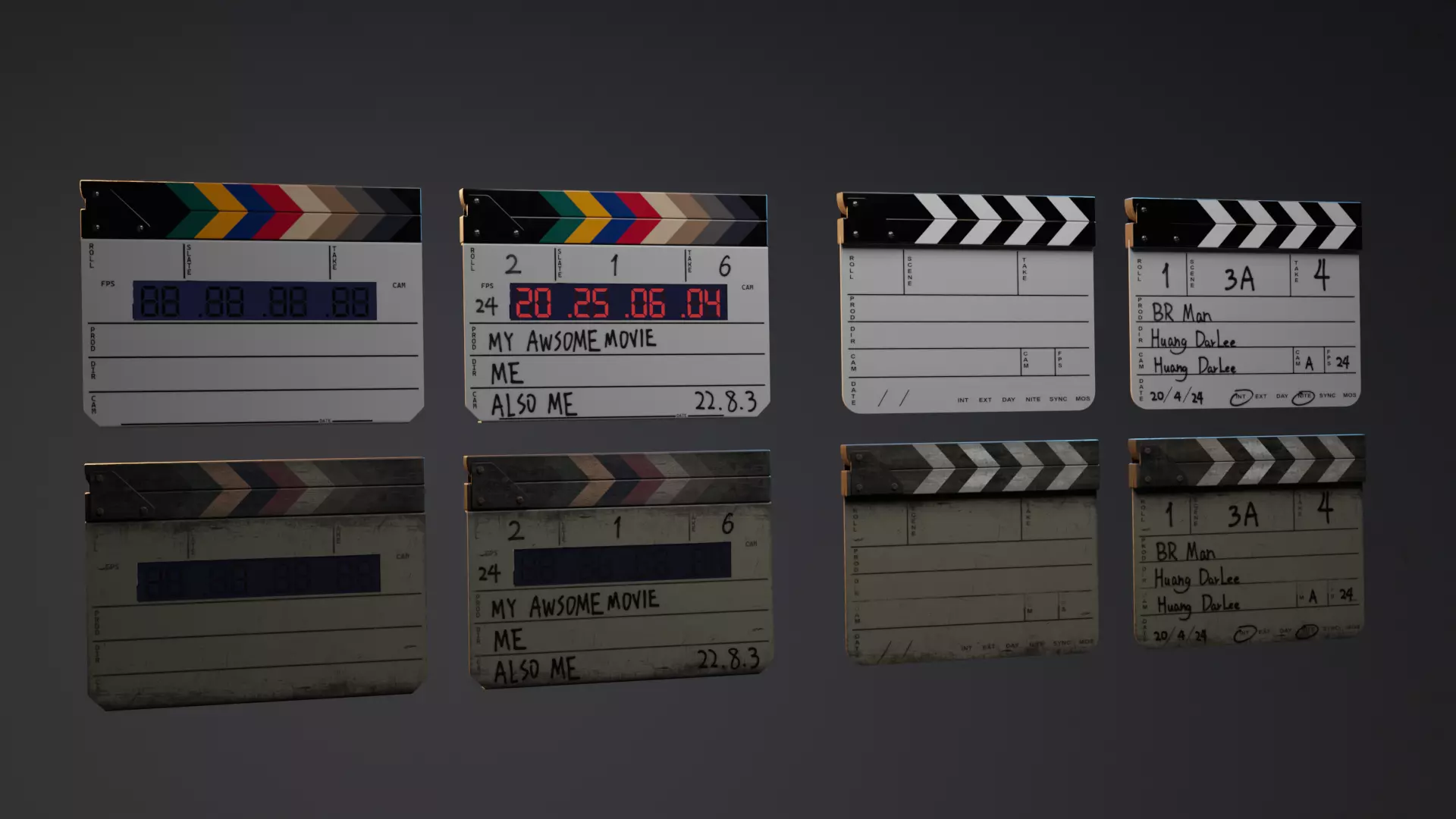 Clapperboard Film Slate Pack 3D model_0