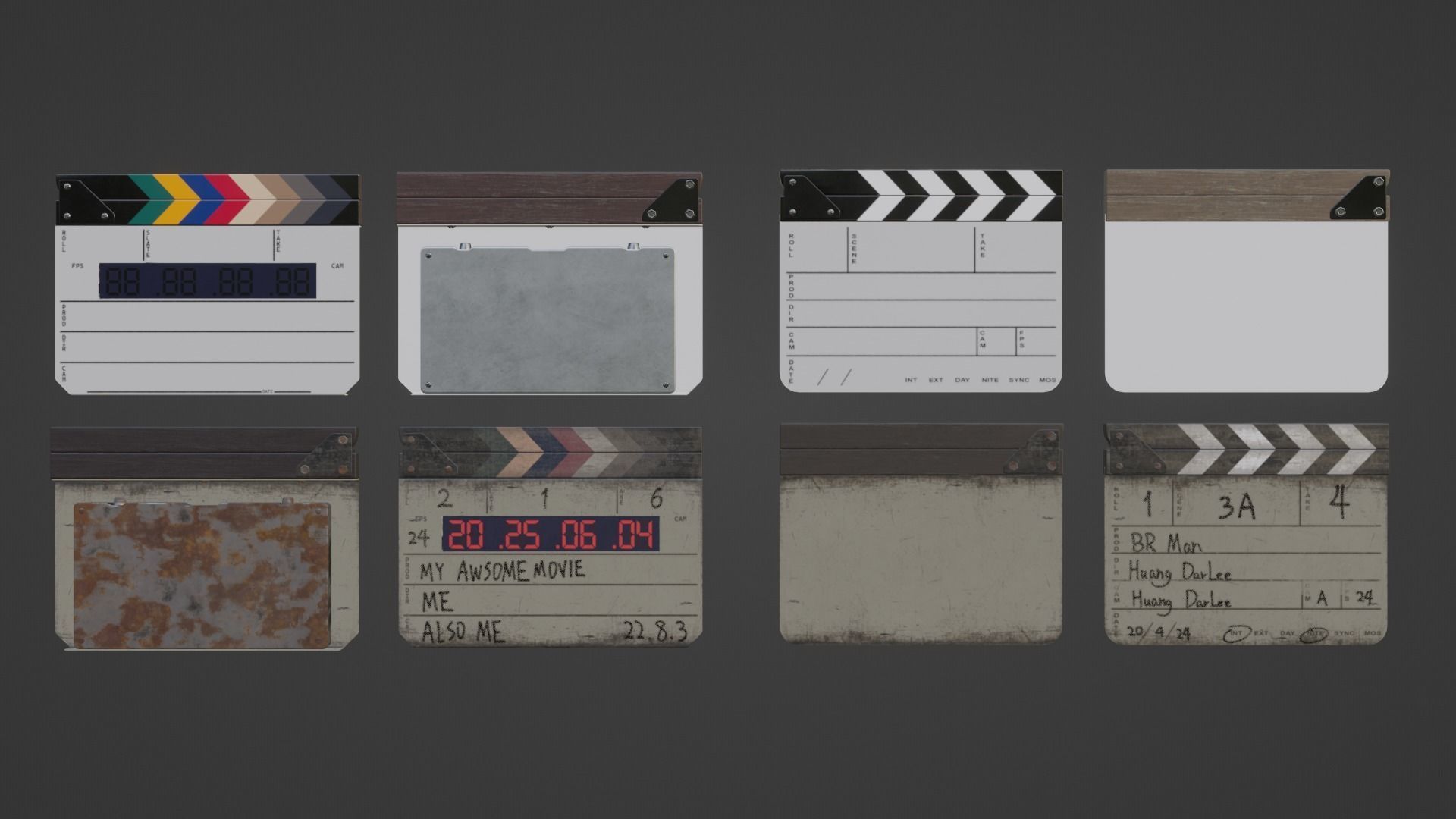 Clapperboard Film Slate Pack 3D model_3