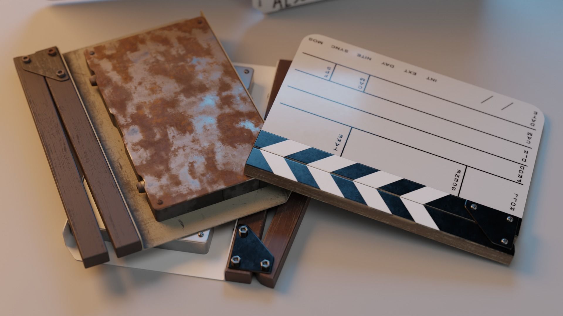 Clapperboard Film Slate Pack 3D model_2