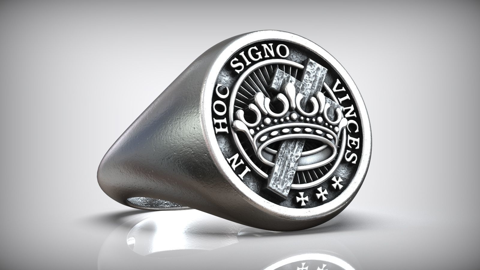 Crusader Templar Knight Masonic Ring 3D print model_1