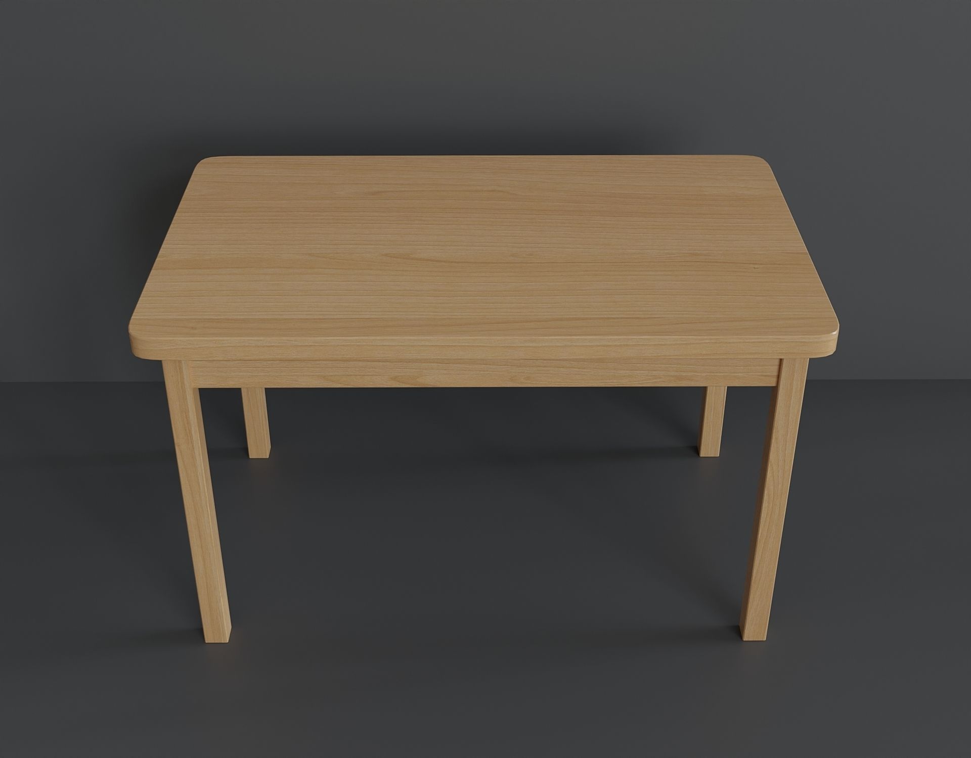 Simple kitchen set with a table and three chairs Low-poly 3D model_2
