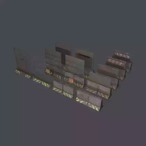 Concrete RoadBlock Barrier Barricade 3D Model Collection