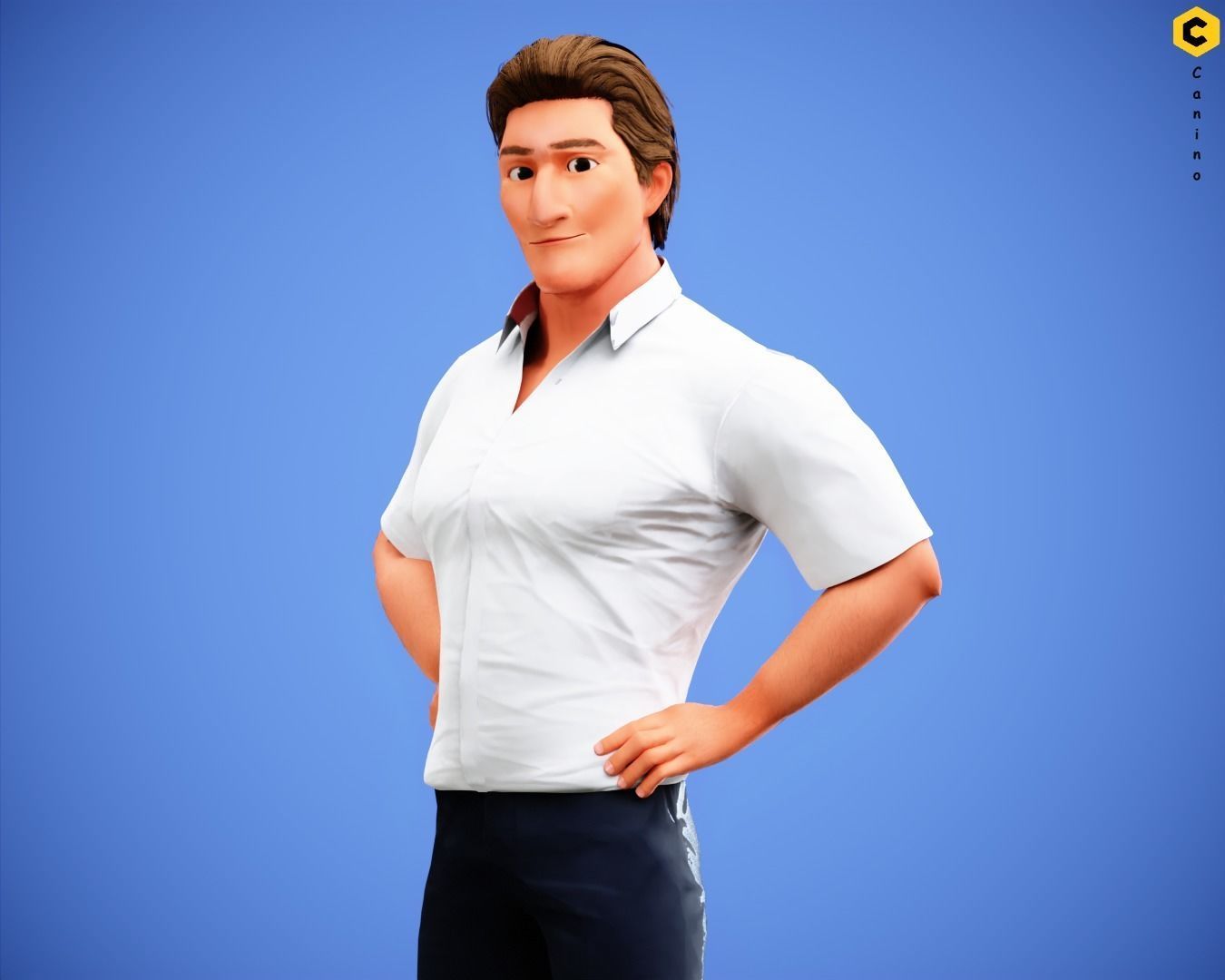 Game Stylized Cartoon Man Jacob Character rigged Low-poly 3D model_12