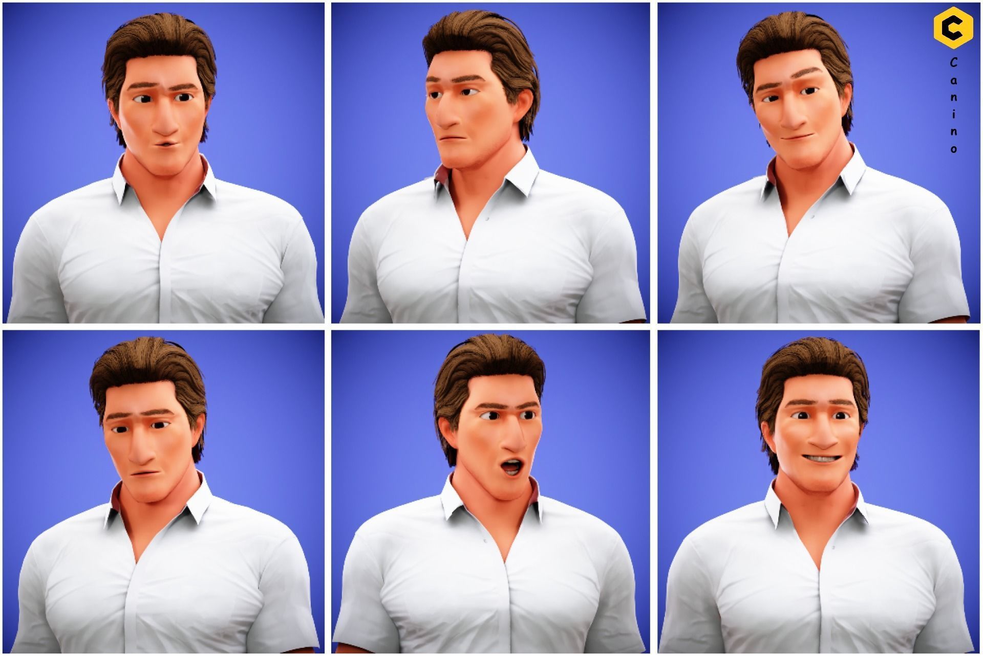 Game Stylized Cartoon Man Jacob Character rigged Low-poly 3D model_2