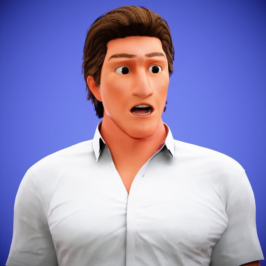 Game Stylized Cartoon Man Jacob Character rigged Low-poly 3D model_21