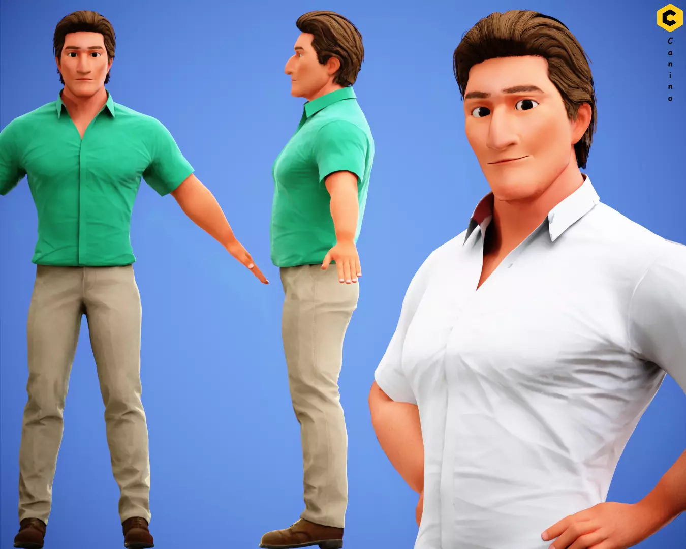 Game Stylized Cartoon Man Jacob Character rigged Low-poly 3D model_0
