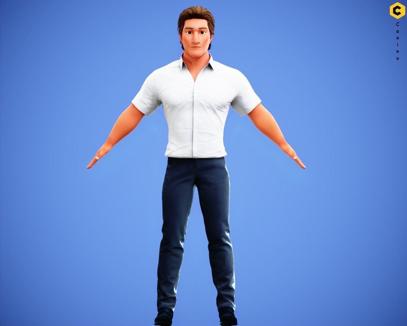 Game Stylized Cartoon Man Jacob Character rigged Low-poly 3D model_4