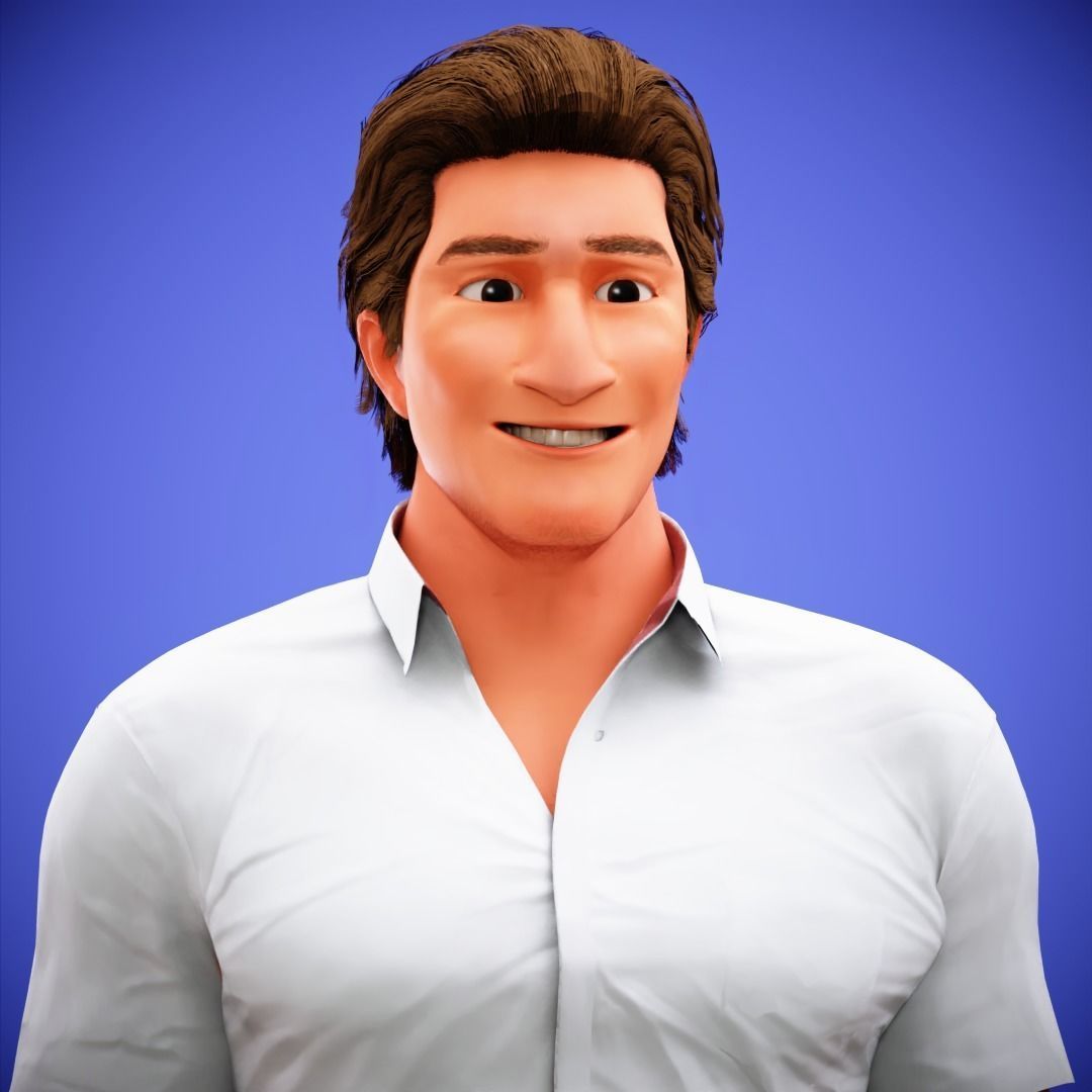 Game Stylized Cartoon Man Jacob Character rigged Low-poly 3D model_20