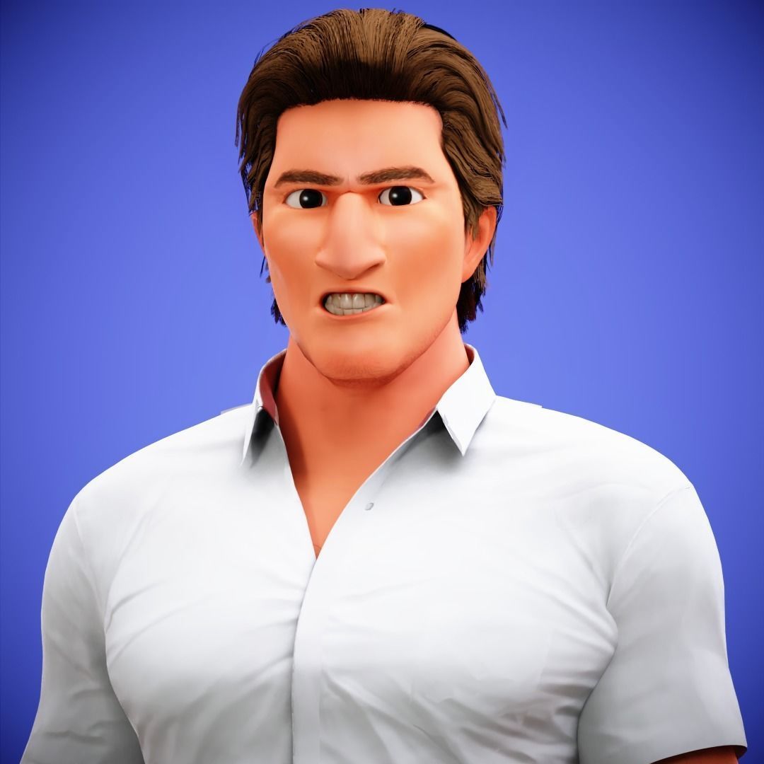 Game Stylized Cartoon Man Jacob Character rigged Low-poly 3D model_26