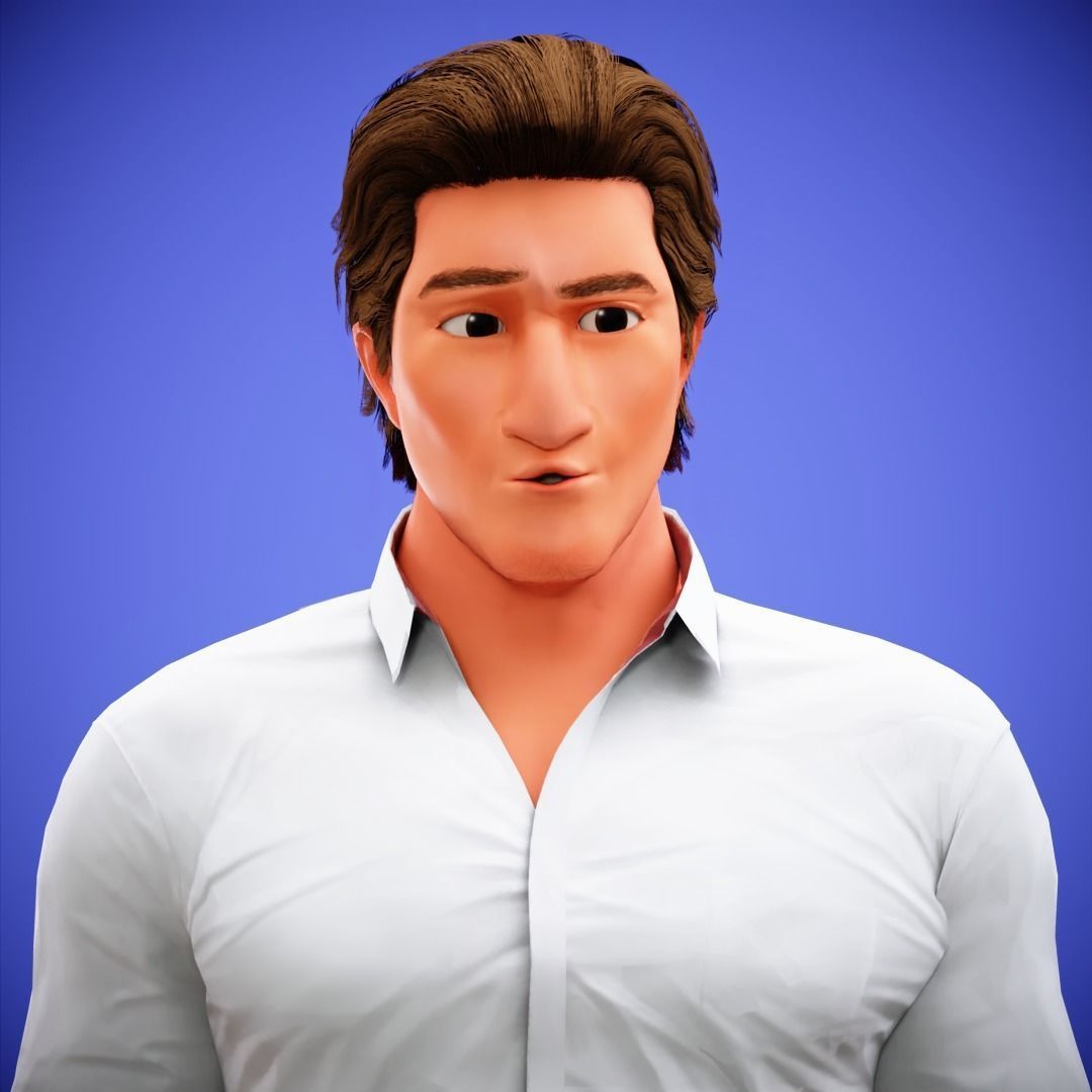 Game Stylized Cartoon Man Jacob Character rigged Low-poly 3D model_17