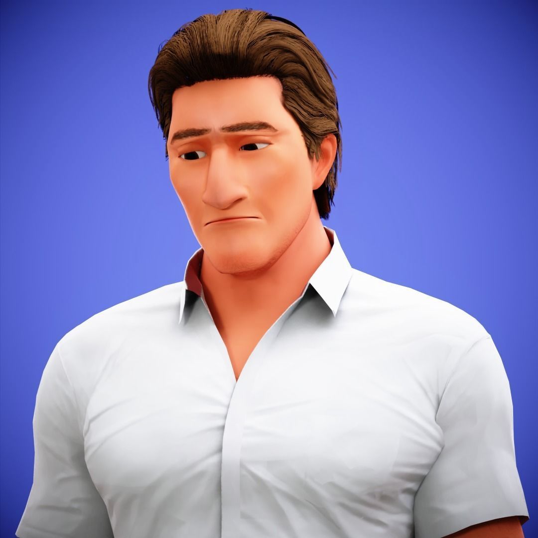 Game Stylized Cartoon Man Jacob Character rigged Low-poly 3D model_19