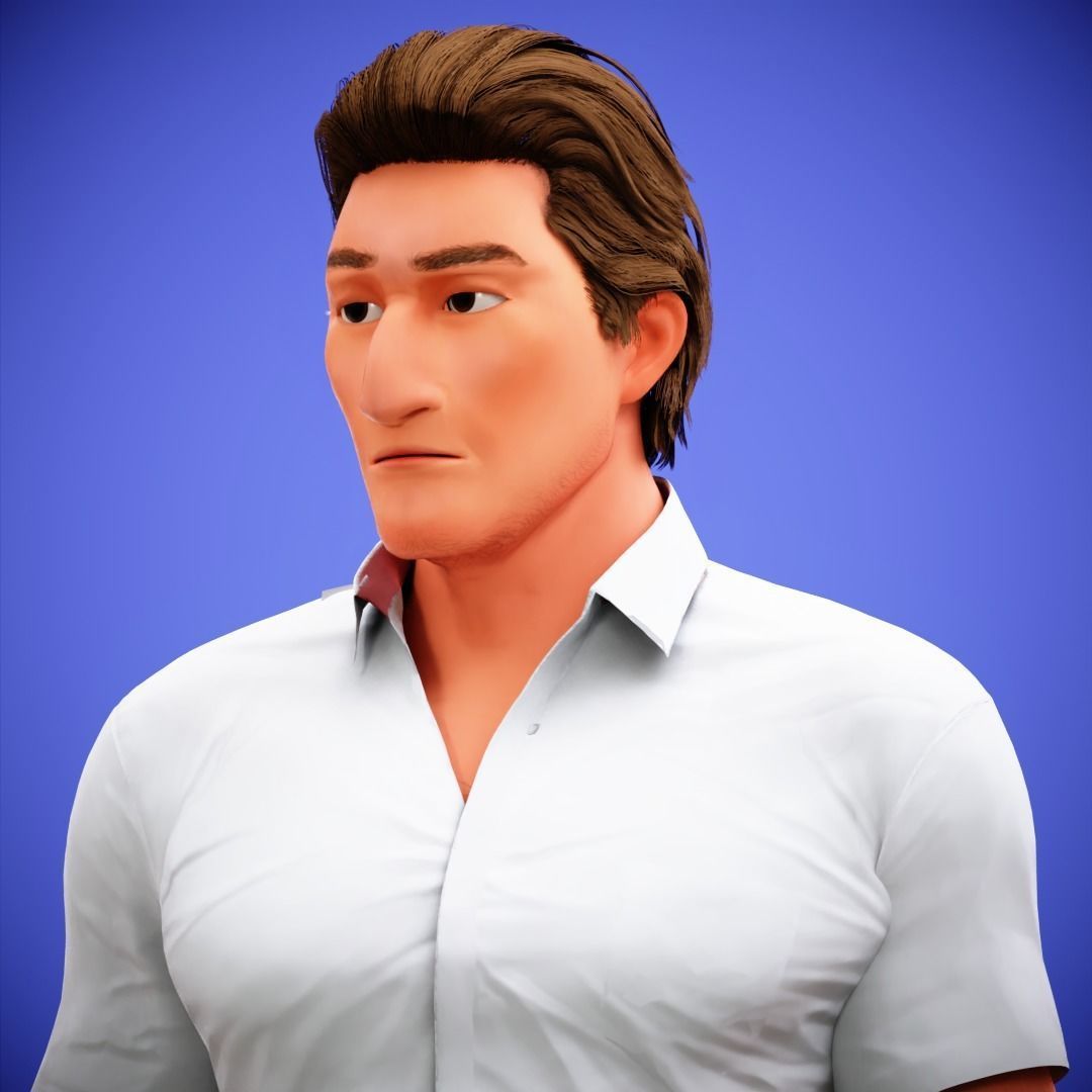 Game Stylized Cartoon Man Jacob Character rigged Low-poly 3D model_31