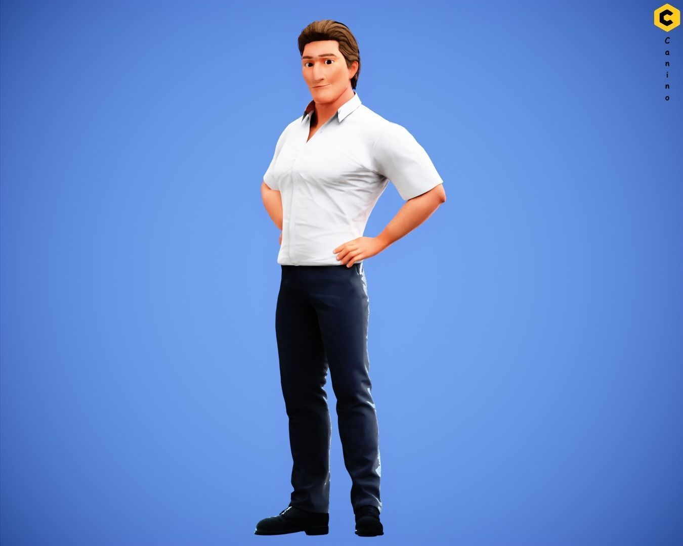 Game Stylized Cartoon Man Jacob Character rigged Low-poly 3D model_13