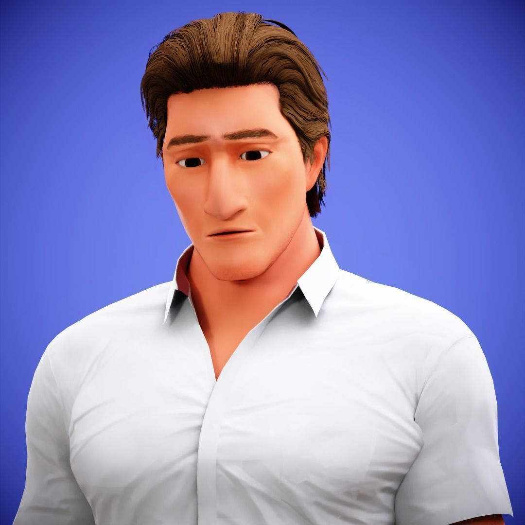 Game Stylized Cartoon Man Jacob Character rigged Low-poly 3D model_23