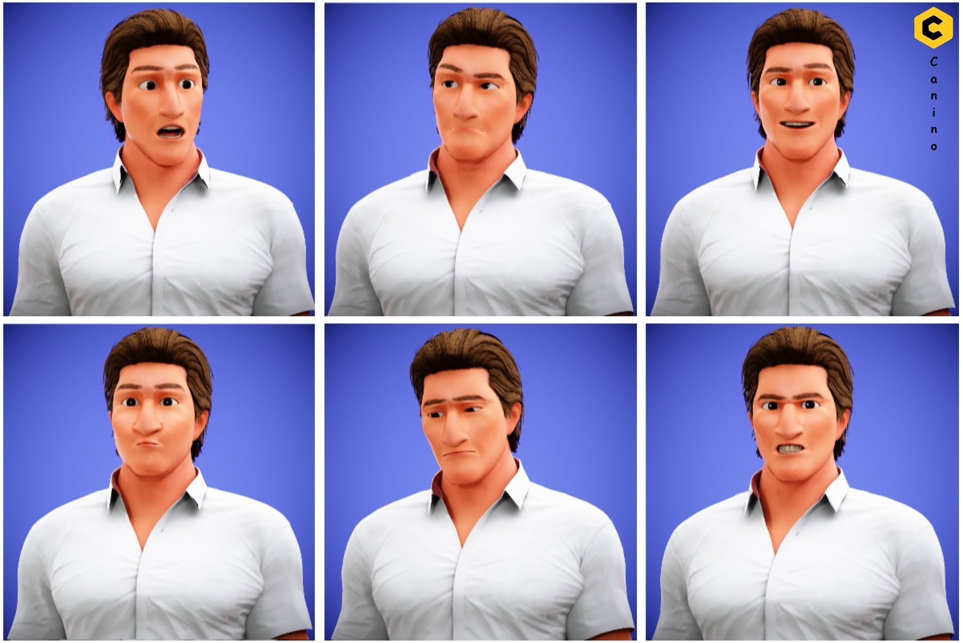 Game Stylized Cartoon Man Jacob Character rigged Low-poly 3D model_3