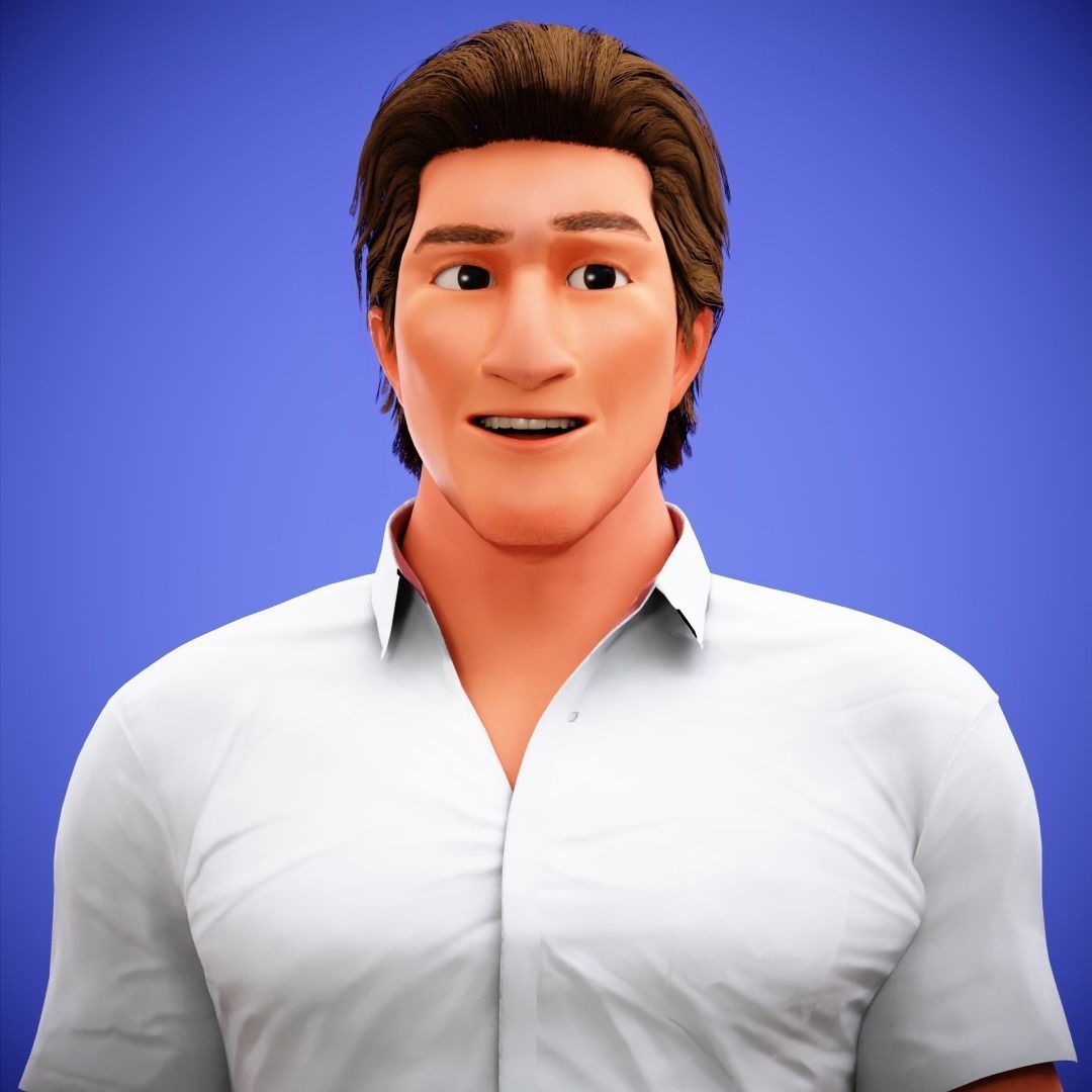 Game Stylized Cartoon Man Jacob Character rigged Low-poly 3D model_28