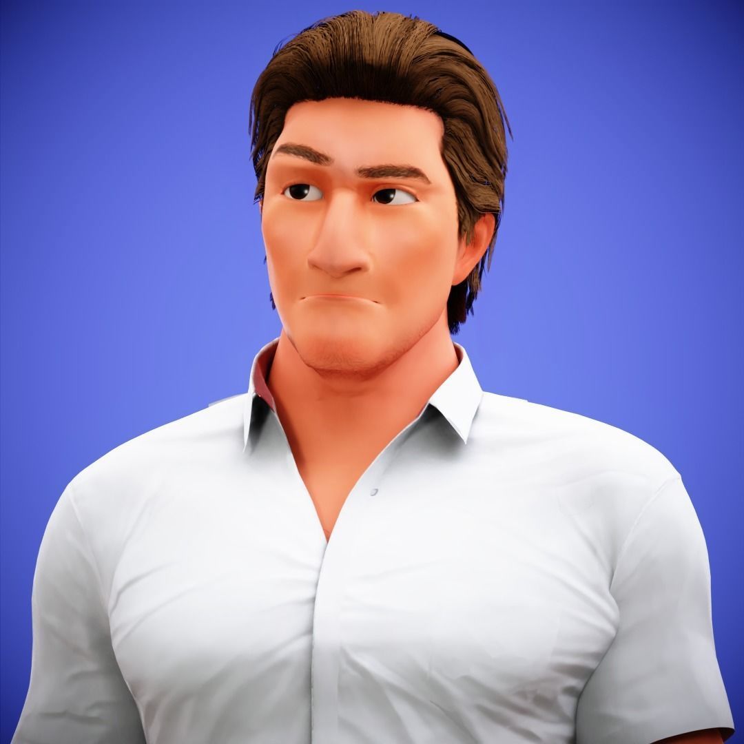 Game Stylized Cartoon Man Jacob Character rigged Low-poly 3D model_22