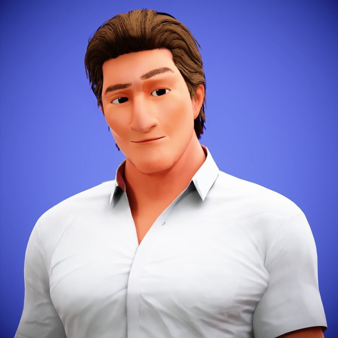 Game Stylized Cartoon Man Jacob Character rigged Low-poly 3D model_29