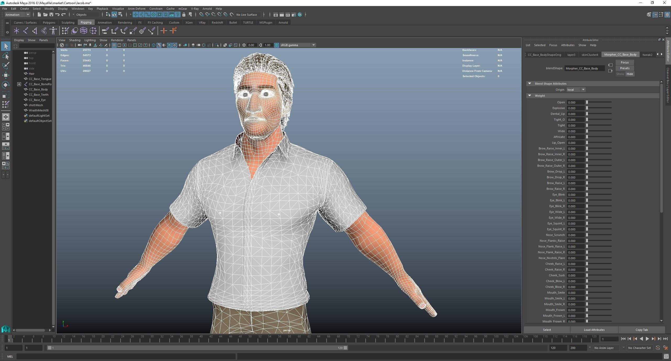 Game Stylized Cartoon Man Jacob Character rigged Low-poly 3D model_15