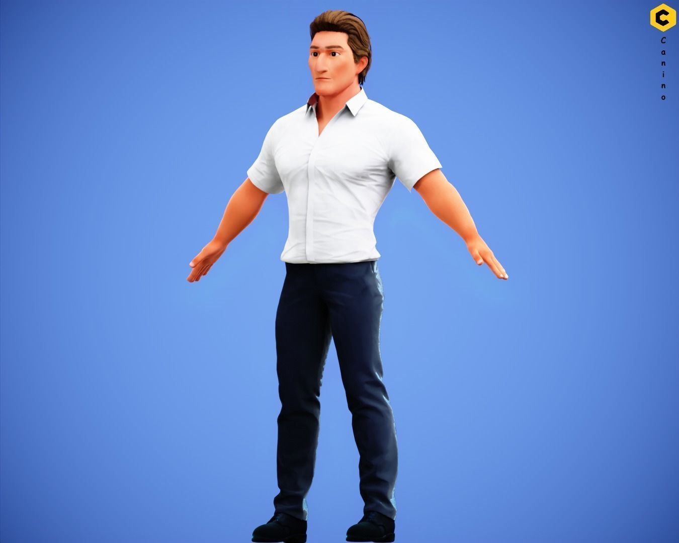 Game Stylized Cartoon Man Jacob Character rigged Low-poly 3D model_9