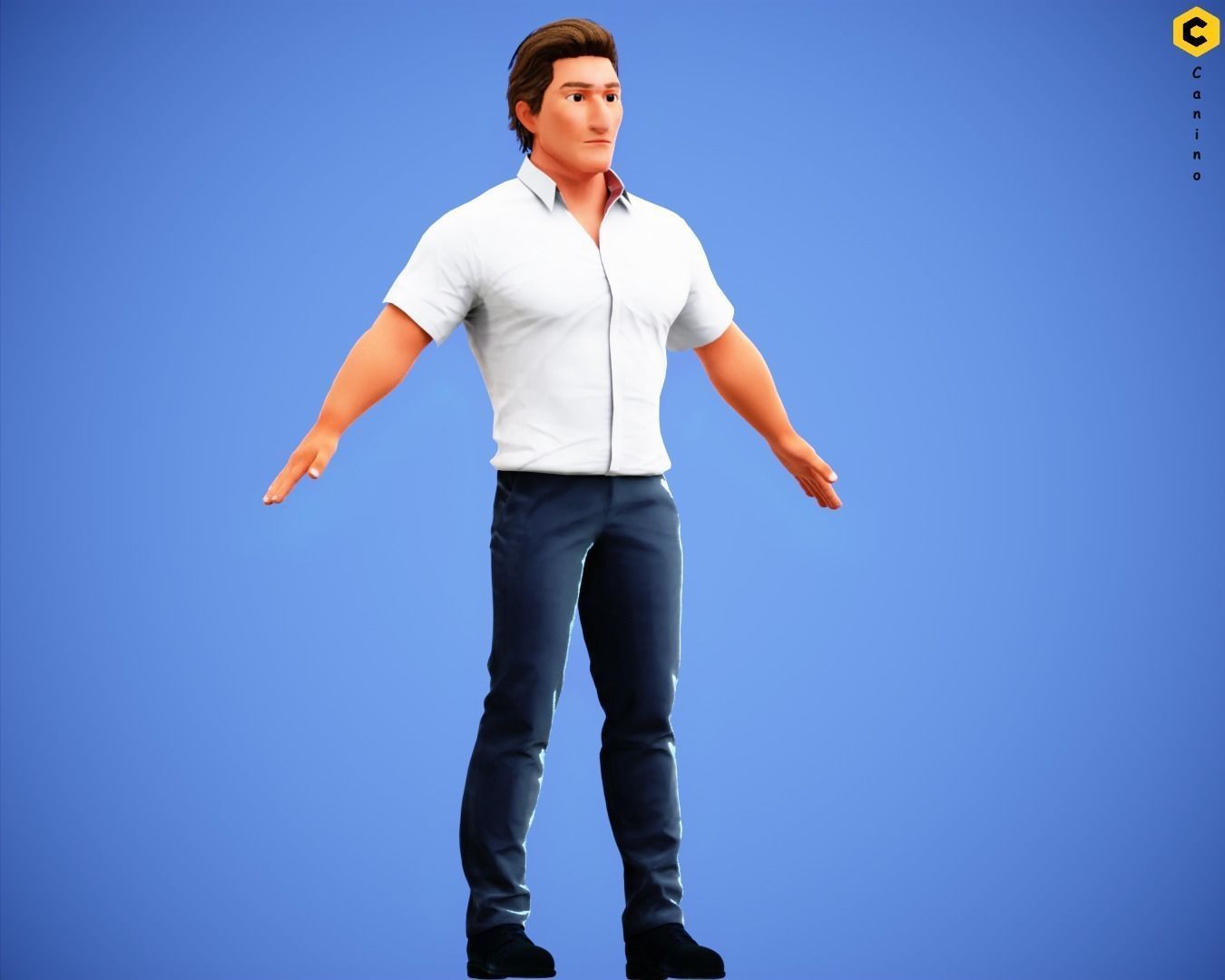 Game Stylized Cartoon Man Jacob Character rigged Low-poly 3D model_5