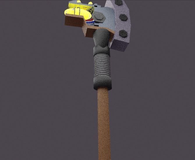 hatchet axe with head 3D model_4