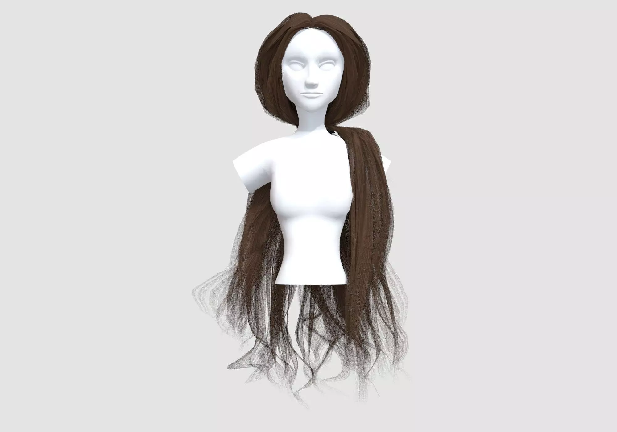 Ponytail Pigtail Hairstyle 3D model_0