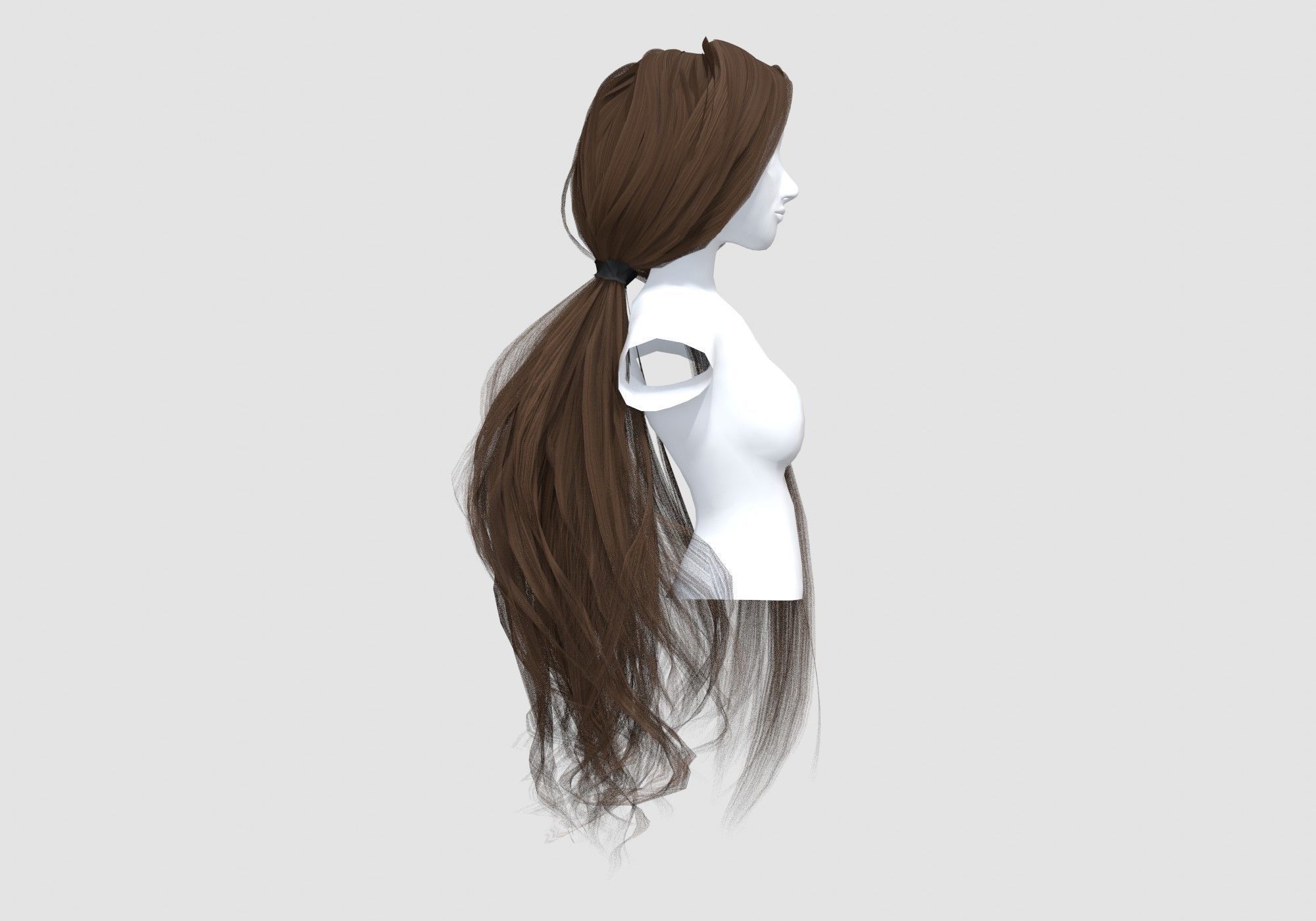 Ponytail Pigtail Hairstyle 3D model_2