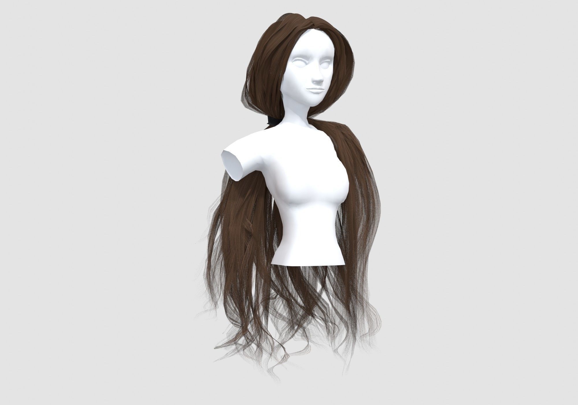 Ponytail Pigtail Hairstyle 3D model_1