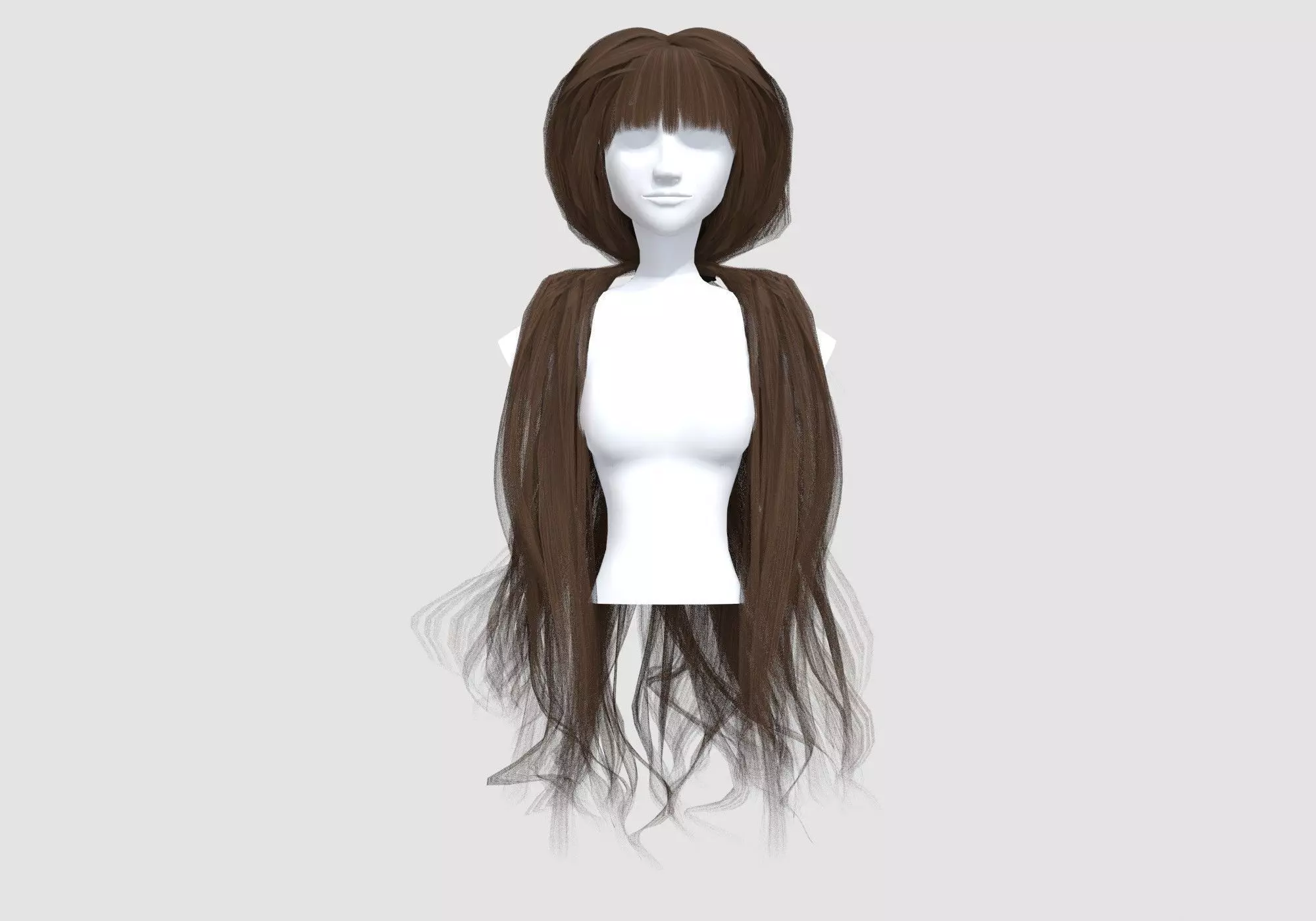 Ponytail Long Hairstyle 3D model_0