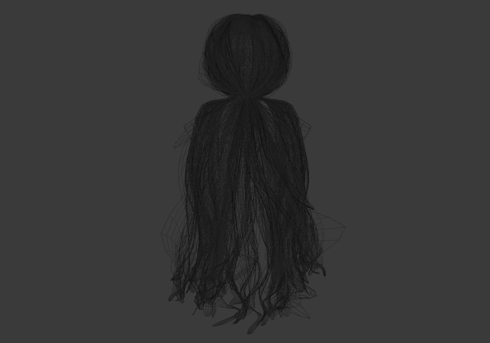 Ponytail Long Hairstyle 3D model_9