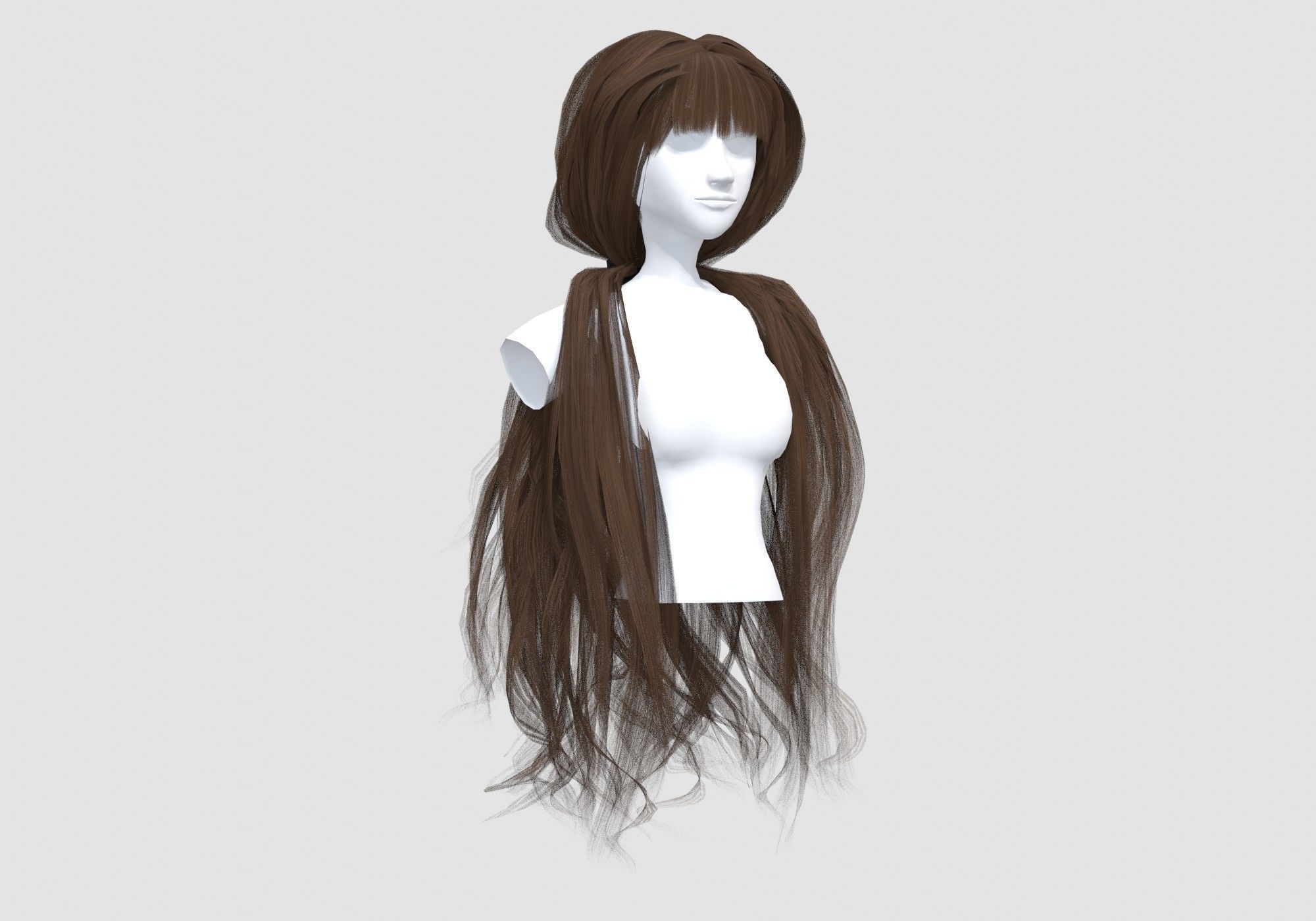 Ponytail Long Hairstyle 3D model_1