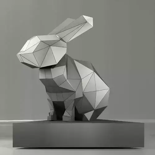 Rabbit polygonal bunny sculpture