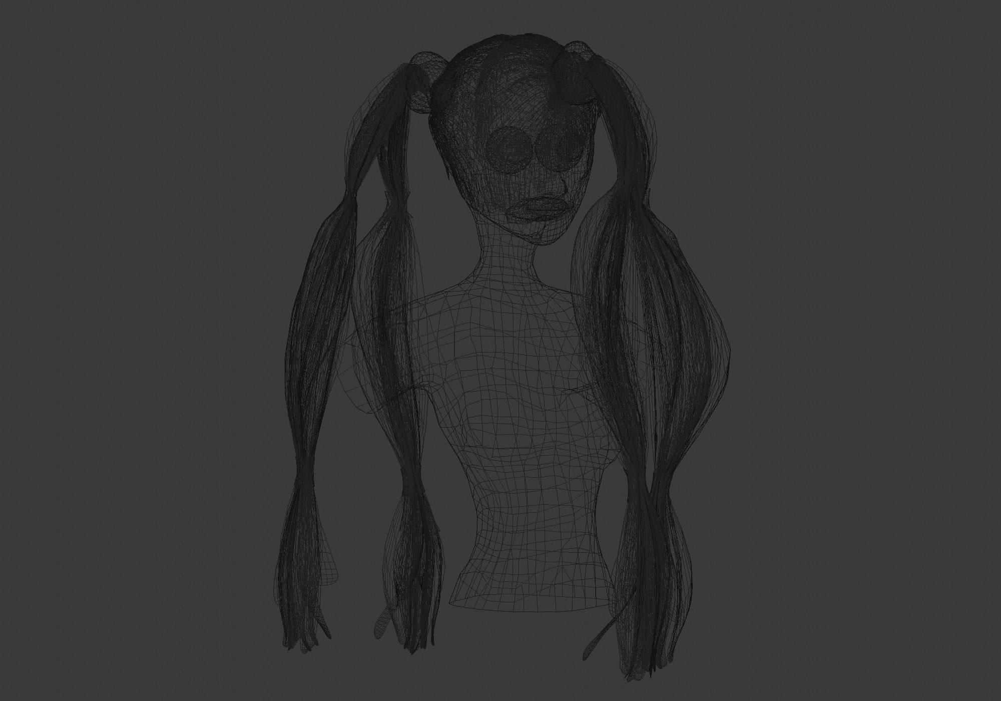 Pigtails Bun Hairstyle  3D model_8