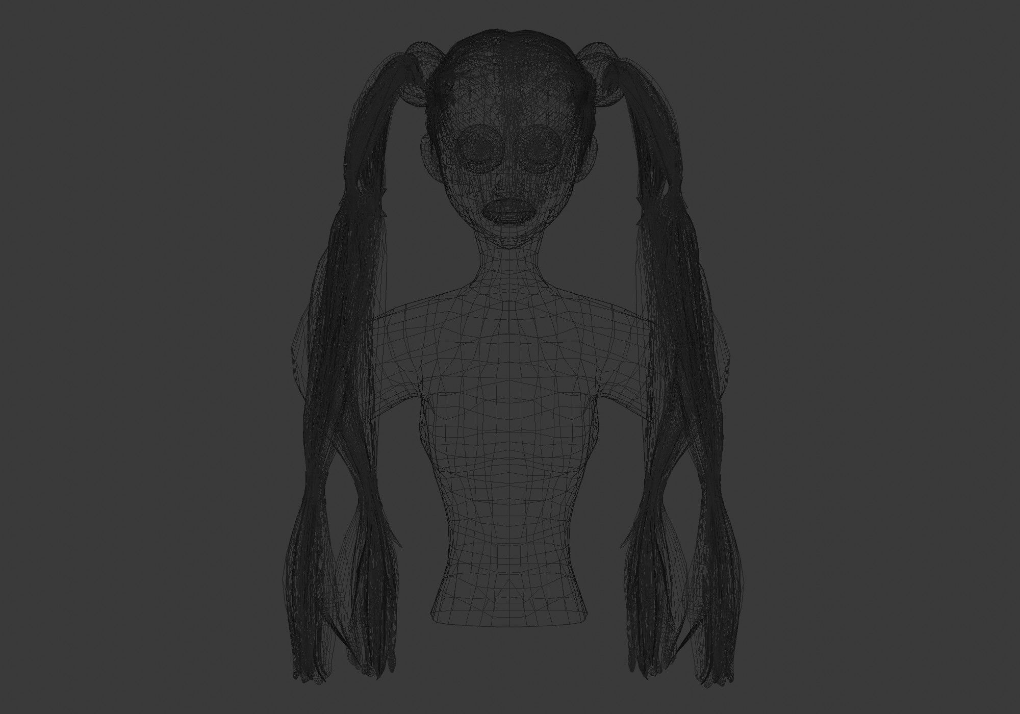 Pigtails Bun Hairstyle  3D model_9