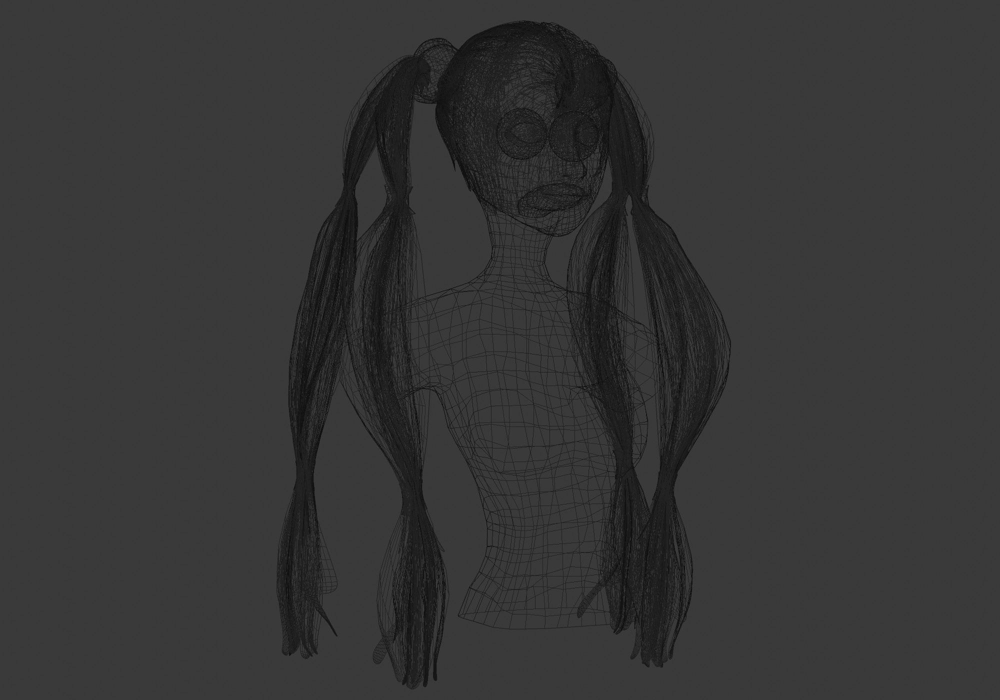 Pigtails Bun Hairstyle  3D model_6