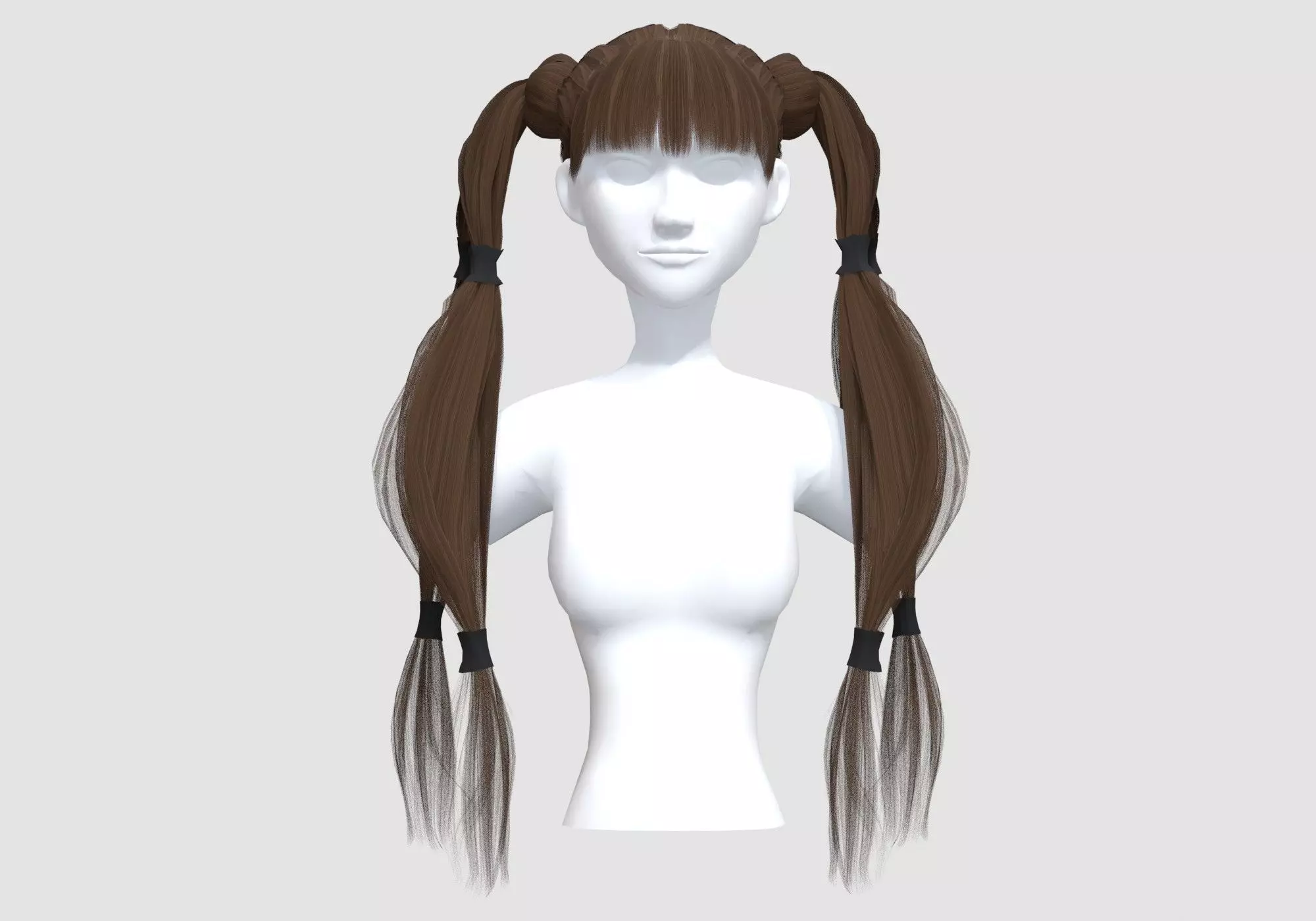 Pigtails Bangs Hairstyle  3D model_0