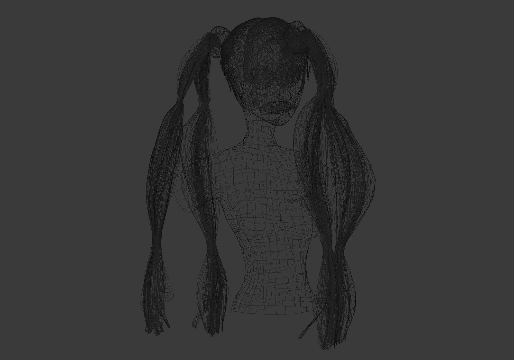 Pigtails Bangs Hairstyle  3D model_8