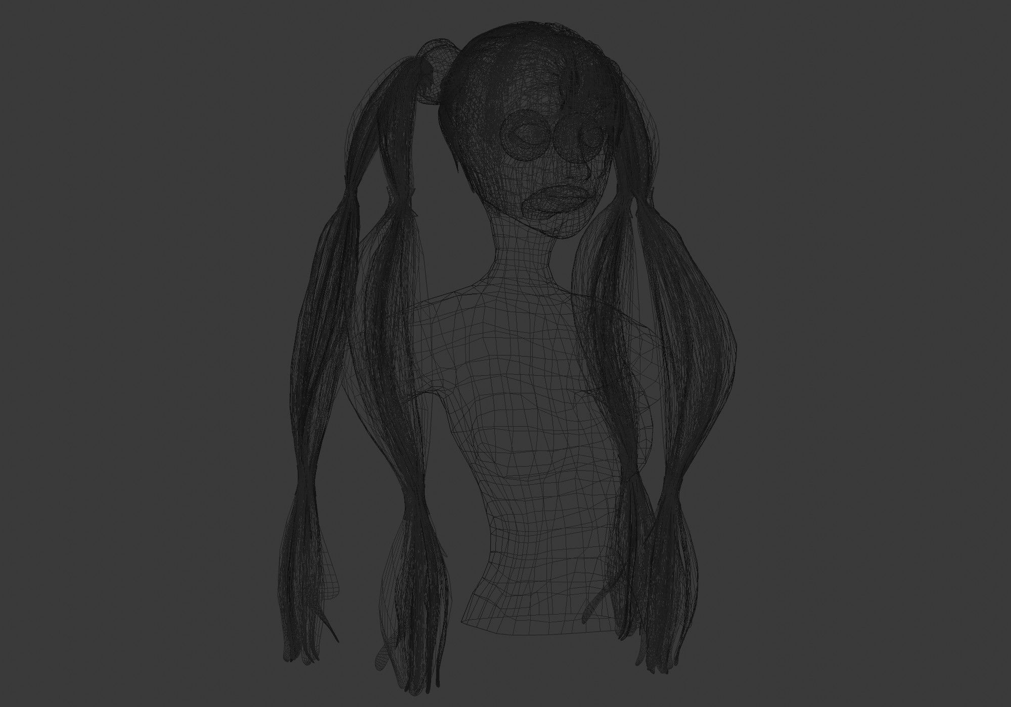 Pigtails Bangs Hairstyle  3D model_6