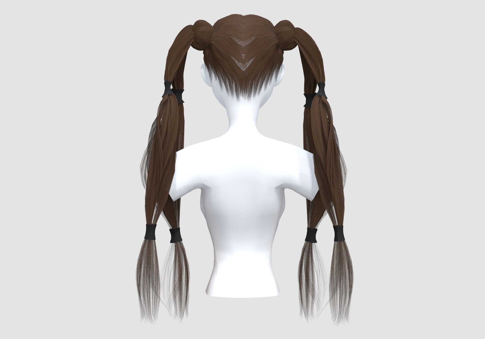 Pigtails Bangs Hairstyle  3D model_4