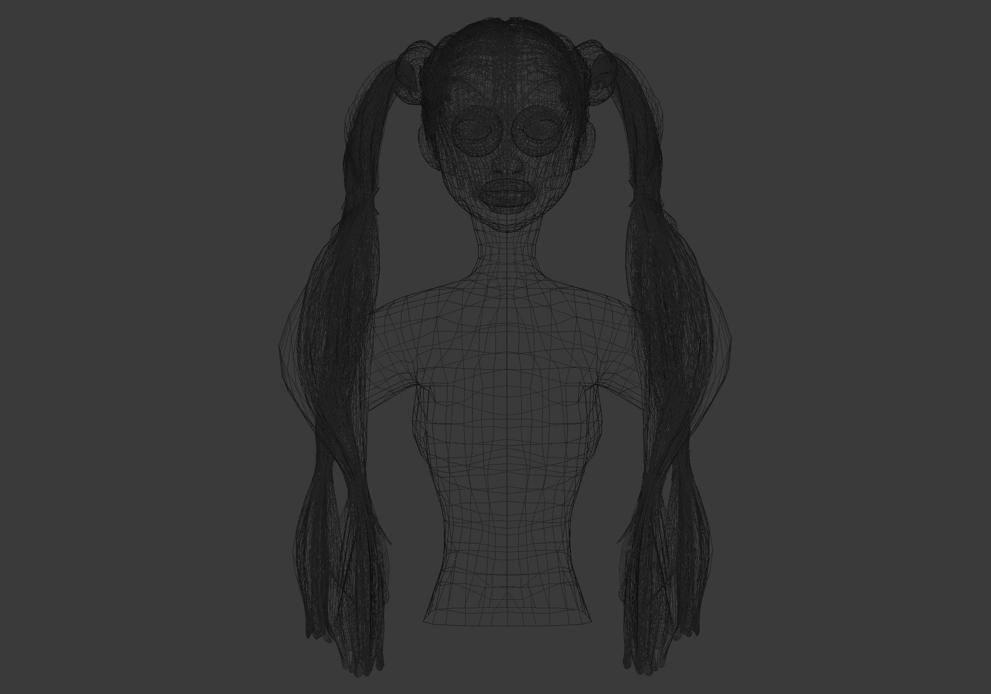 Pigtails Bangs Hairstyle  3D model_5