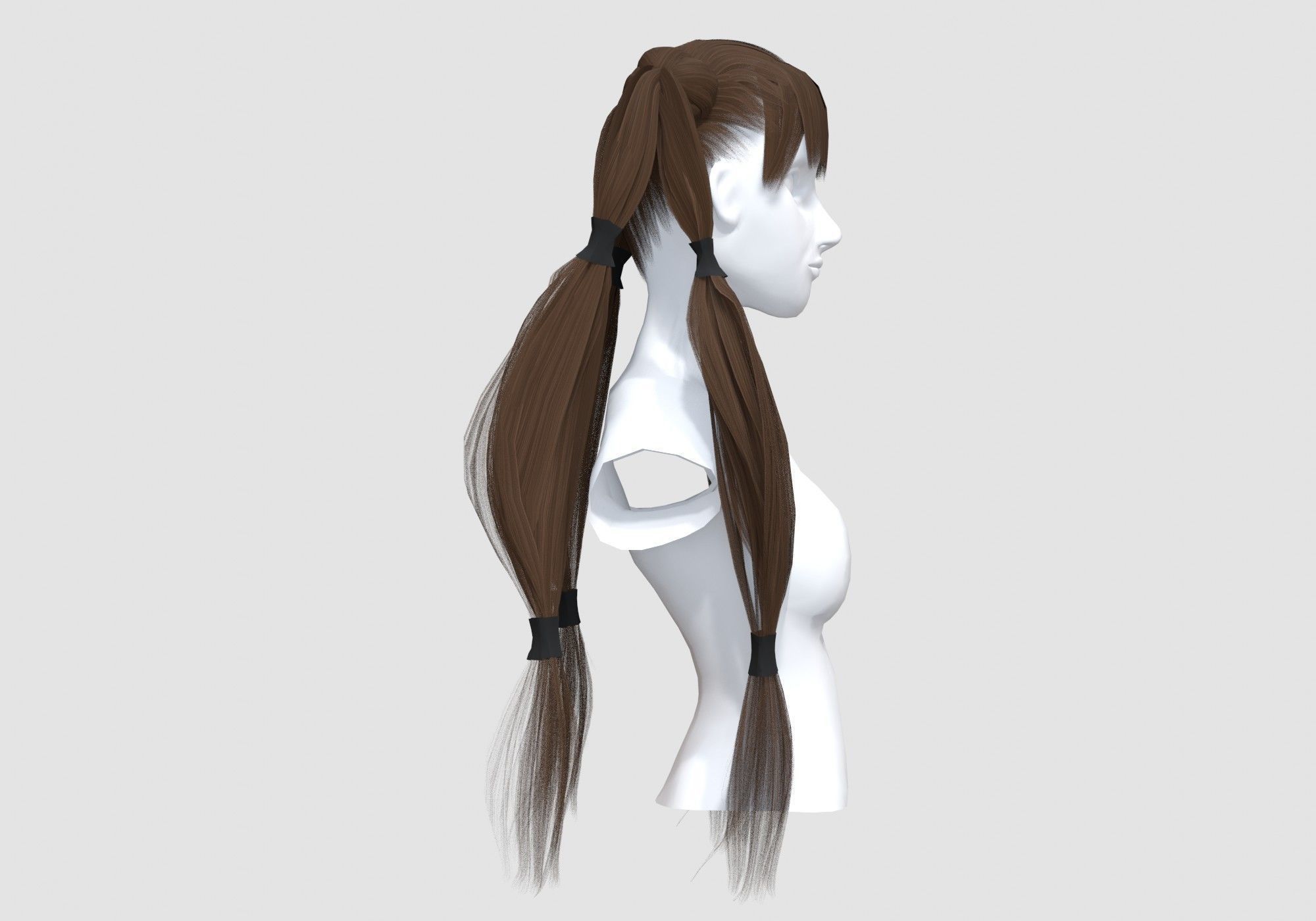 Pigtails Bangs Hairstyle  3D model_2