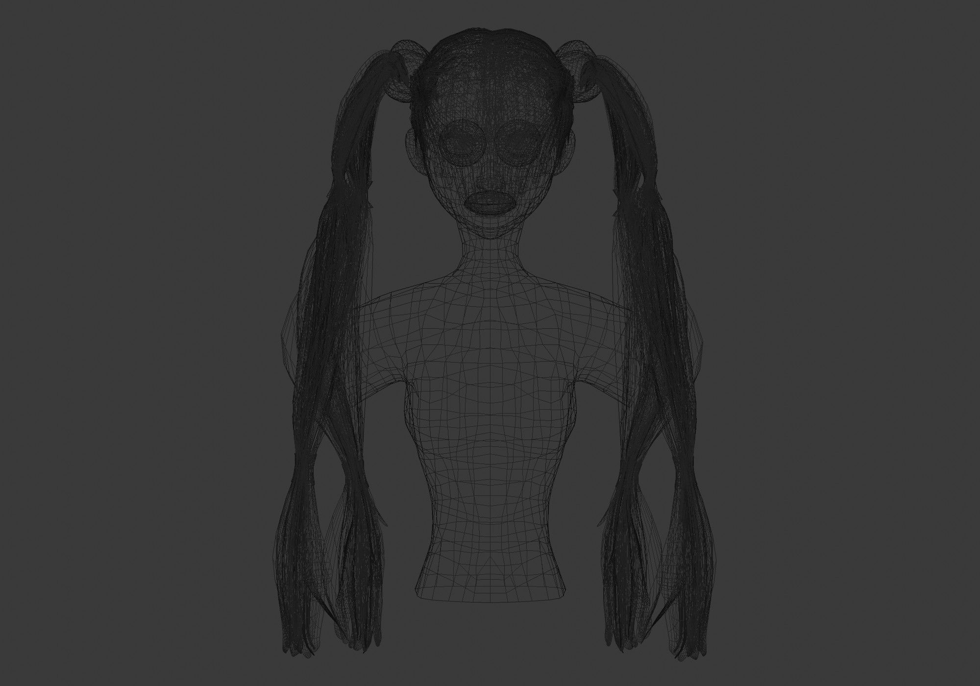 Pigtails Bangs Hairstyle  3D model_9