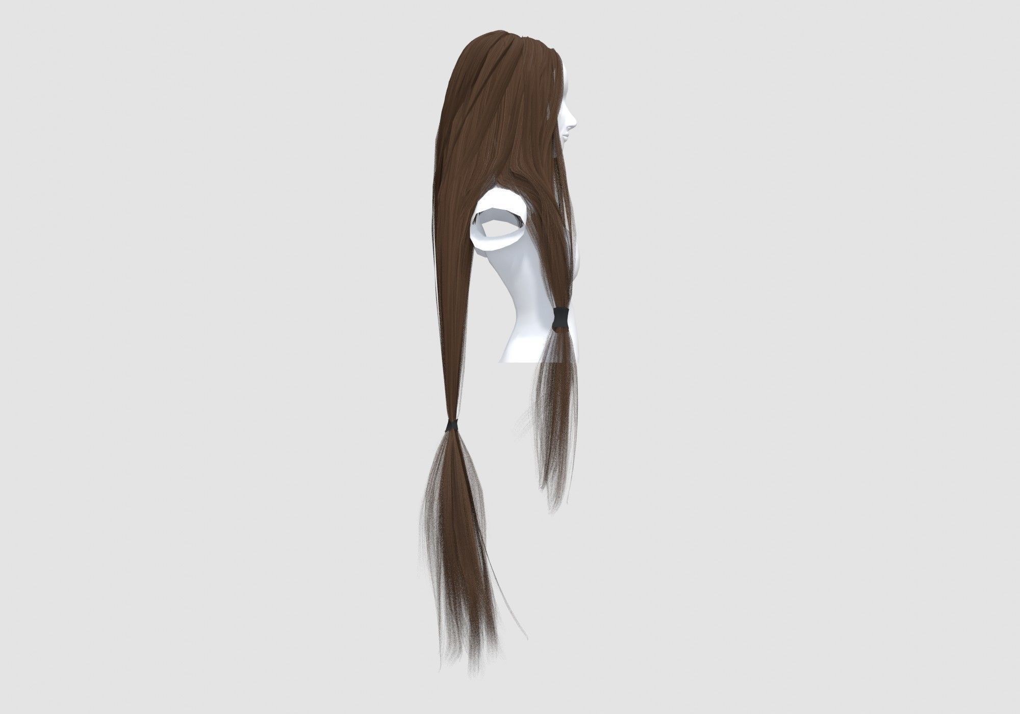 Pigtail Long Hairstyle 3D model_2