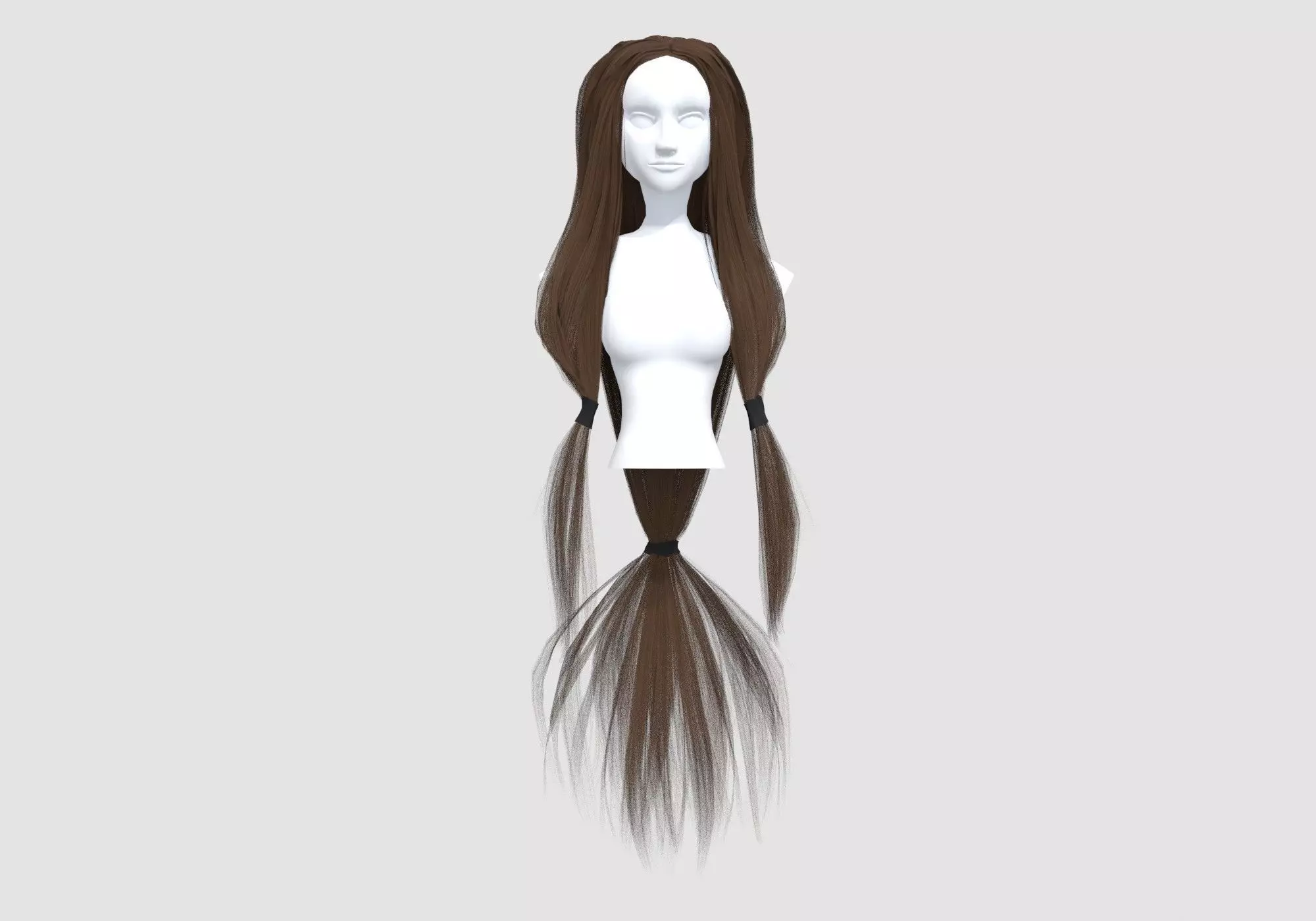 Pigtail Long Hairstyle 3D model_0