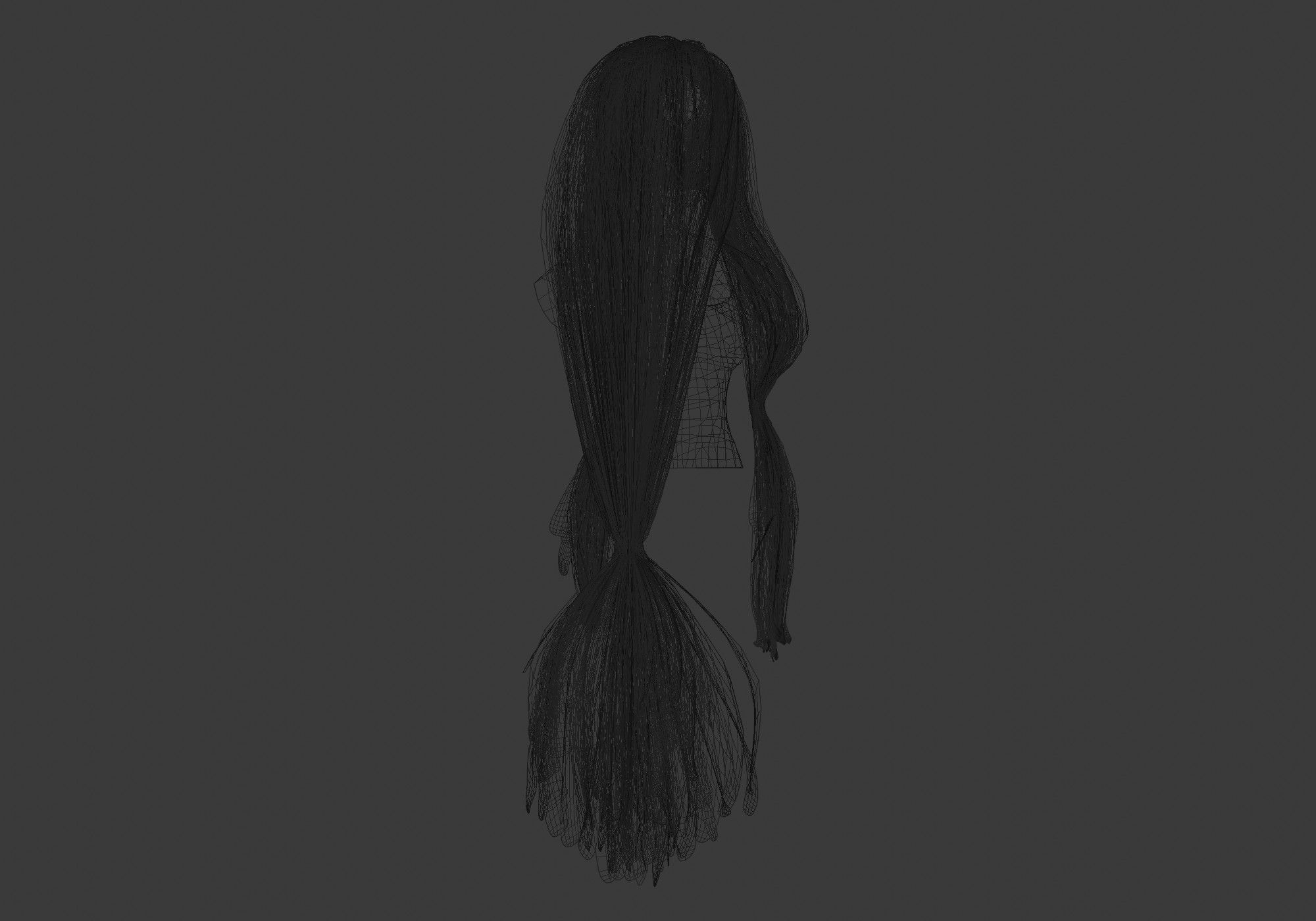 Pigtail Long Hairstyle 3D model_8